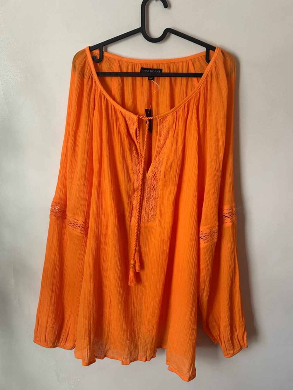 Lane Bryant Bright Orange Peasant Blouse